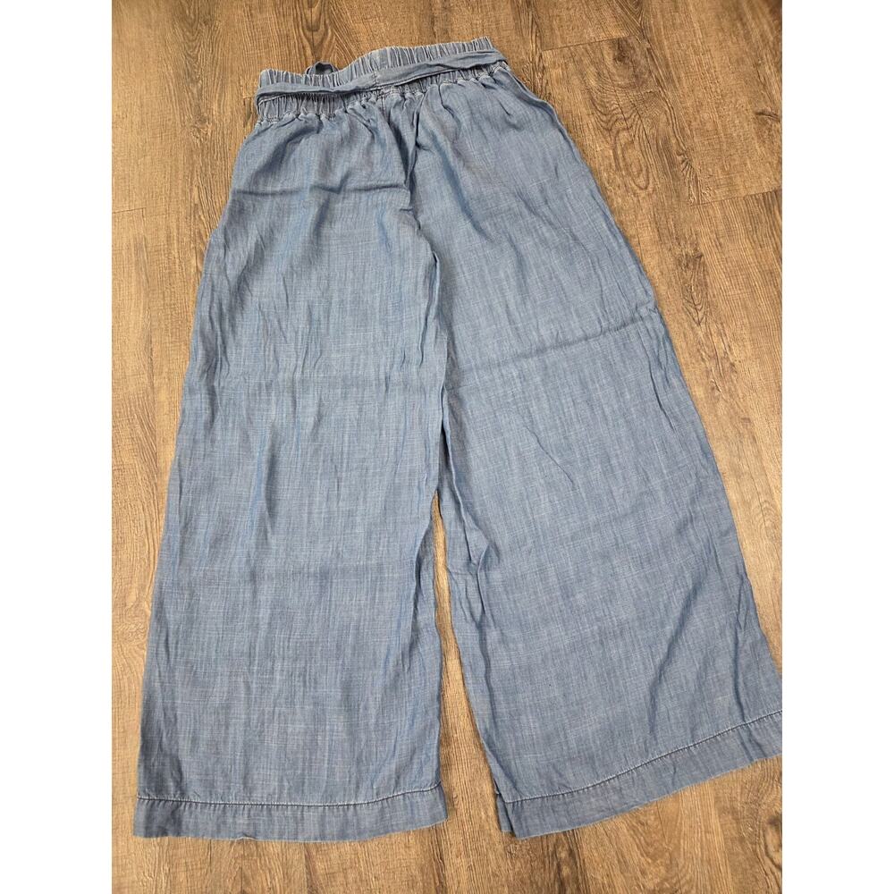 Sneak Peek Medium Elastic Belted Waist Wide Leg Chambray Denim Pants Medium - Picture 4 of 4